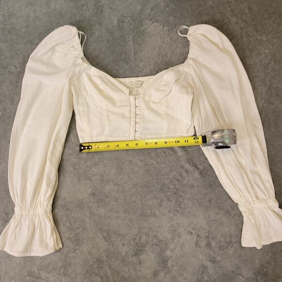 Urban Outfitters Crop Top XS Puff Sleeve Hook Front Cottagecore - Picture 7 of 10
